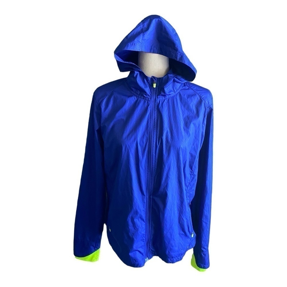 NWOT-DANSKIN NOW-BLUE AND BRIGHT GREEN WINDBREAKER-SIZE LARGE 12/14